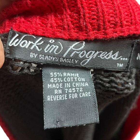 VTG CHRISTMAS CARDIGAN SWEATER 80s 90s GRANDMA COTTAGE PARTY WORK IN PROGRESS M - Picture 4 of 4